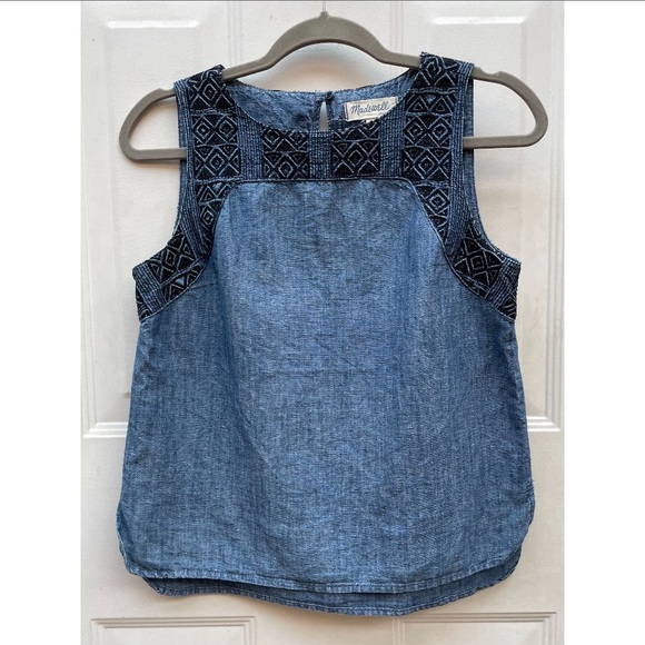 Madewell linen tank with embroidery - Picture 3 of 6
